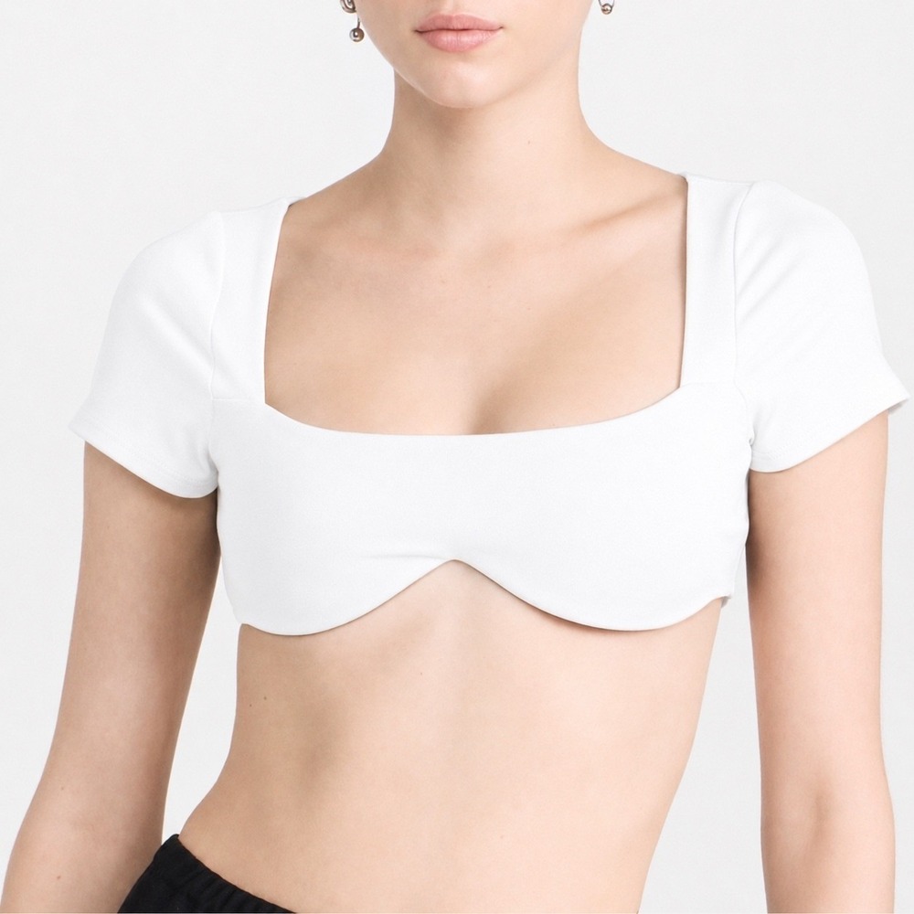 Susana Monaco White Square Neck Underwire Crop Top NWT‎ Size Small
